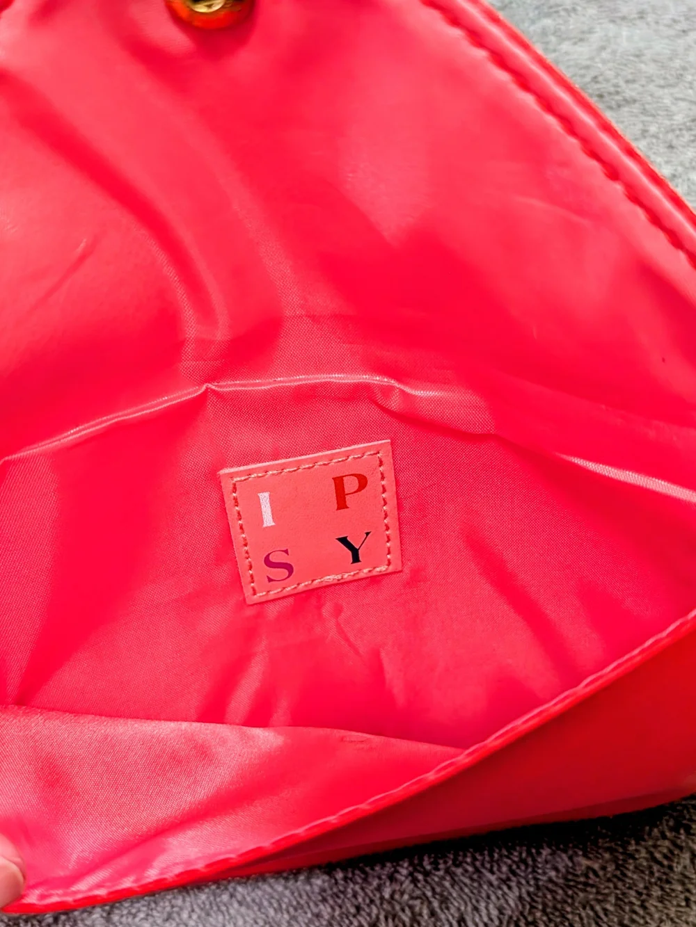3/$15 ipsy Red Cosmetic Pouch with Gold Lettering - 